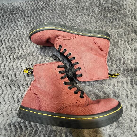 Dr. Martens Shoreditch Boots Womens Size 6 Red Canvas Lace Up Ankle EU 37 UK 4 - Picture 5 of 7